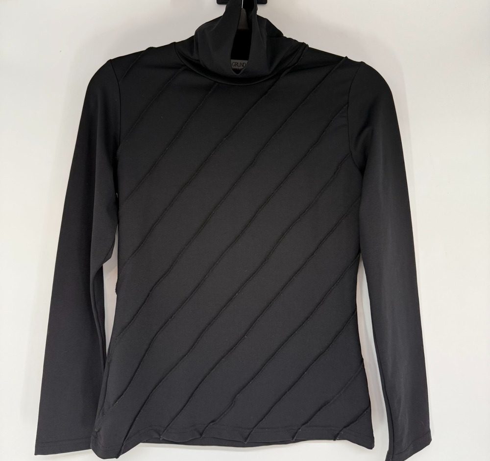 Ivan Grundahl Copenhagen Turtleneck Top Women S Black Diagonal Stitch Minimalist
